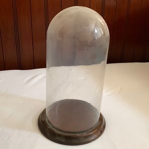Glass Dome 12 inch tall 7 inch wood base